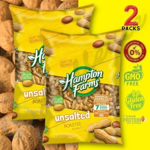 2 Bags, Hampton Farms Unsalted In-Shell Peanuts, 5 lbs. Each, Total 10 lbs.