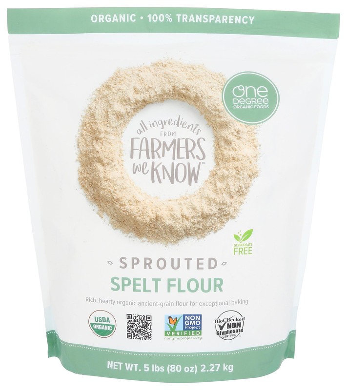 One Degree Organics Sprouted Spelt Flour, Glyphosate-Free, USDA Organic, Whol...