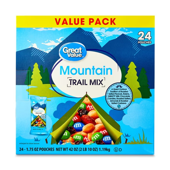(3 pack)Great Value Mountain Trail Mix, 1.75 oz, 24 Count