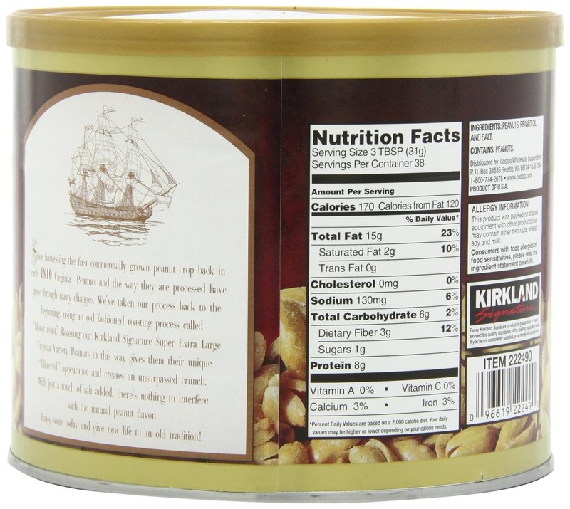 Kirkland Super XL VA Peanuts 40 oz Light Brown Roasted Snack Nuts gallery