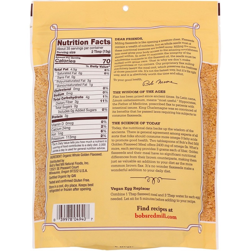 Organic Golden Flaxseed Meal 16 Oz By Bobs Red Mill Seeds 4 Pack gallery