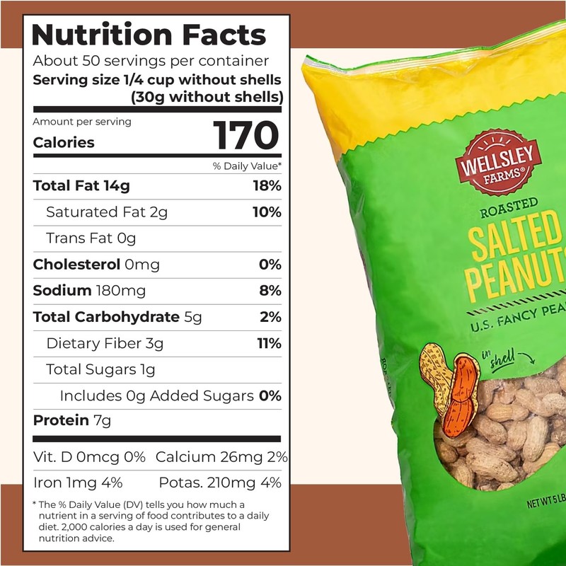 Salted Roasted Peanuts in Shell - Non-GMO, Gluten-Free, Vegan Snack, 5 lb Bag gallery