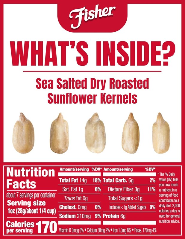 Dry Roasted Sunflower Seeds Kernels with Sea Salt 7.25 oz gallery