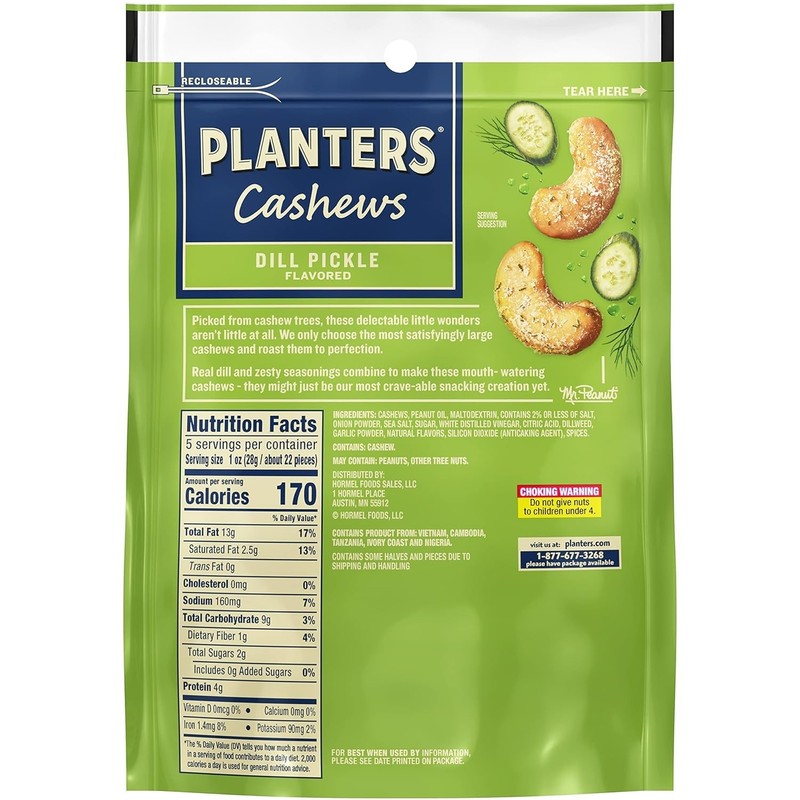 PLANTERS Dill Pickle Cashews Snack, 5 oz, Party Trail Mix Pack of 1 gallery