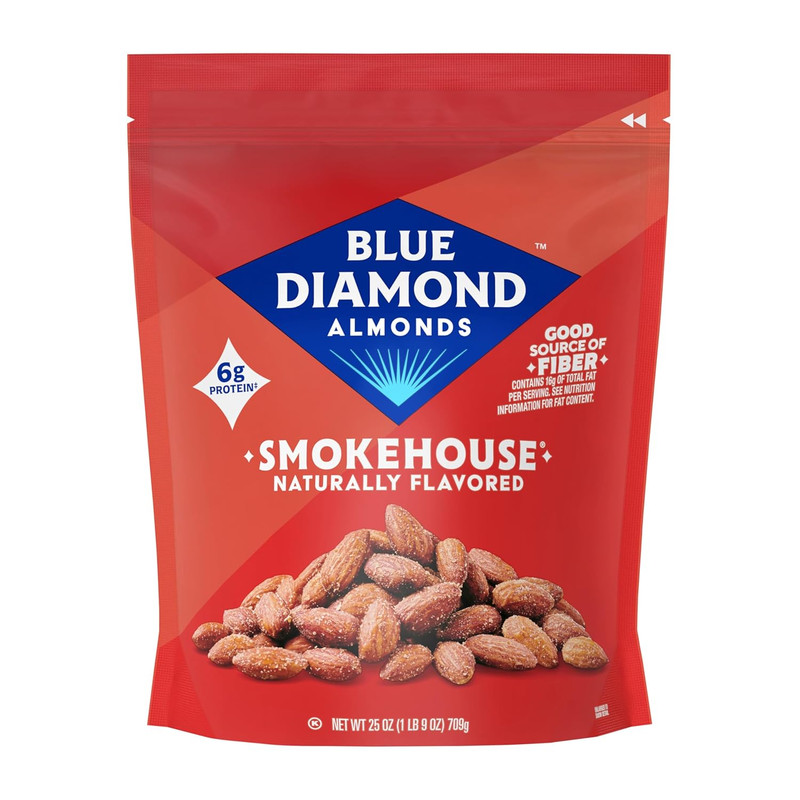 Blue Diamond Almonds, Smokehouse Flavored Snack Nuts, Plant-Based Protein and Fi