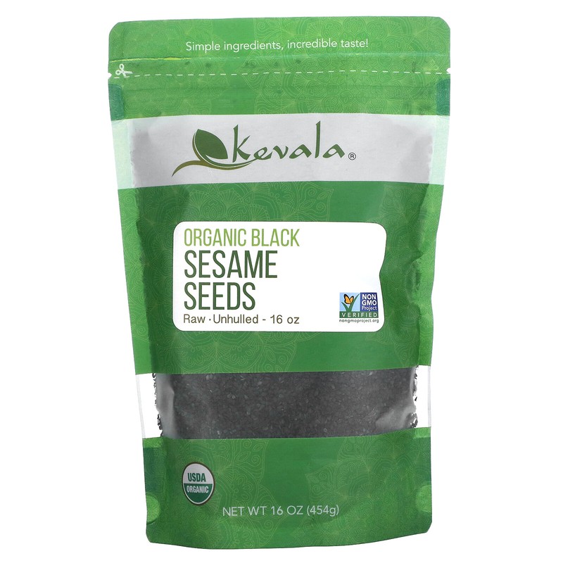 Kevala Organic Black Sesame Seeds 16 oz 453 g Kosher, Organic, Raw