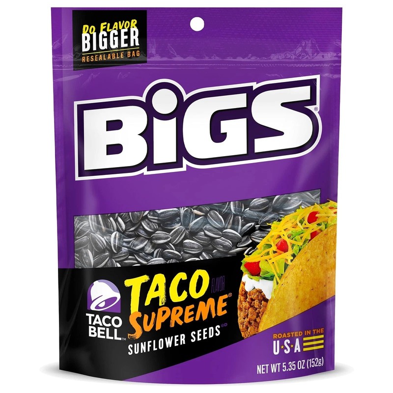 BIGS Taco Bell Taco Supreme Sunflower Seeds Pack of 12 Keto Friendly Snack 5....