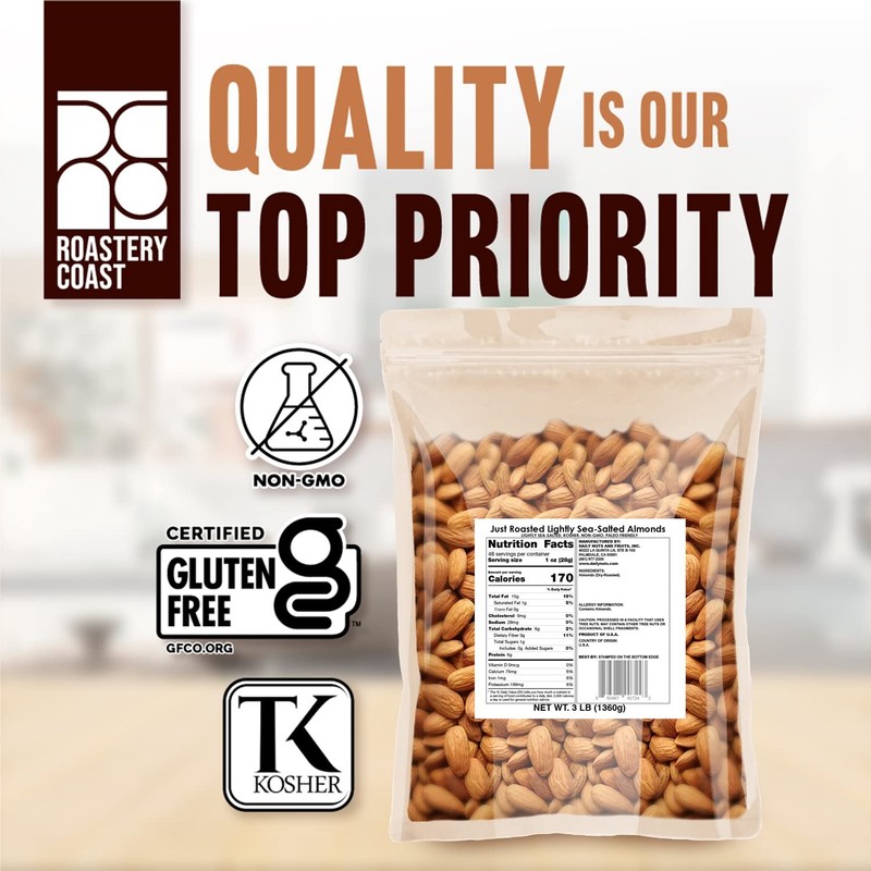 - Just Roasted Almonds | 3 LB Bulk Daily Nuts | Keto Snack | Lightly salted |... gallery