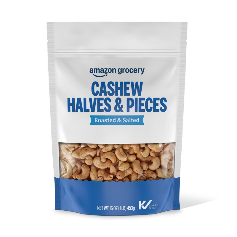 Roasted Salted Cashew Halves Pieces 16 Oz Snack Nut Healthy Ingredient Bulk