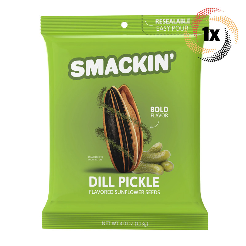 1x Bag Smackin' Dill Pickle Flavor Jumbo Sunflower Seeds | 4oz | Small Batch
