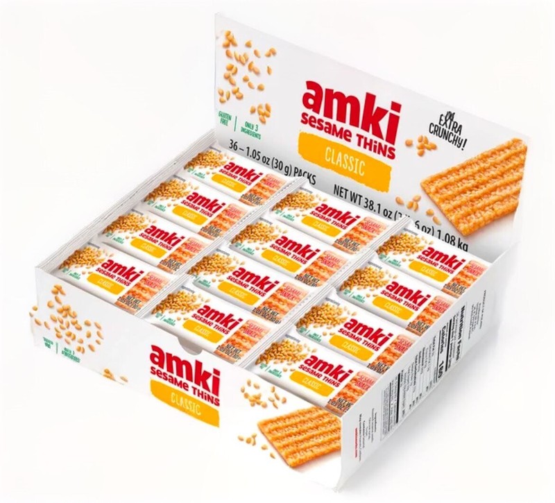Amki Sesame Thins Classic, 36pks x 1.05oz, Extra Crunchy!