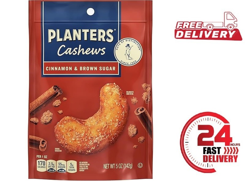 PLANTERS Cashews Cinnamon & Brown Sugar, Party Snacks, 5 Oz Bag
