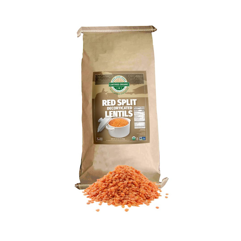 Certified Organic Dried Red Split Lentils, Bulk, Sproutable, Masoor Dal, Non GMO