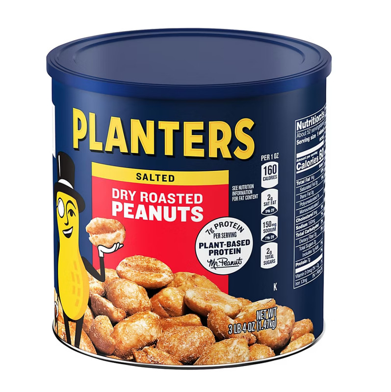 Planters Salted Dry Roasted Peanuts, 52 oz Can (NO SHIP TO CA)