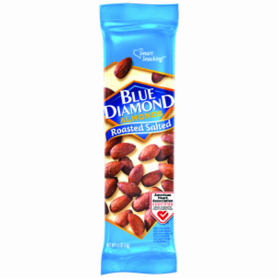 Blue Diamond 5180 Roasted Salted Almonds, 1.5 oz. Tube – Quantity 12