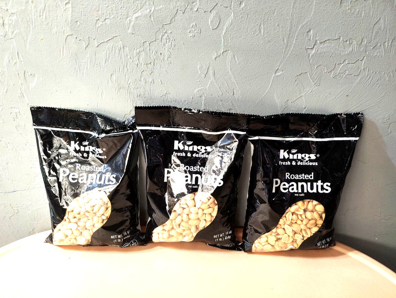 Lot Of 3packs Kings Fresh & Delicious Roasted Peanut No Salt 1lb Exp 25/11/2025 gallery
