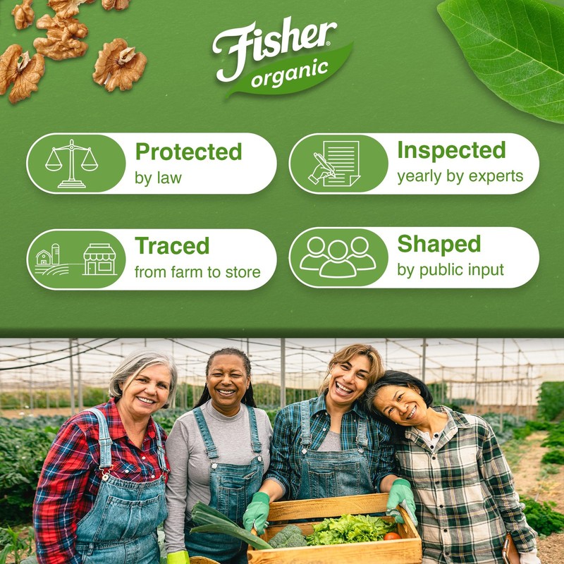 Fisher Organic Walnut Halves & Pieces 16 oz, USDA Certified Organic Nuts, Uns... gallery