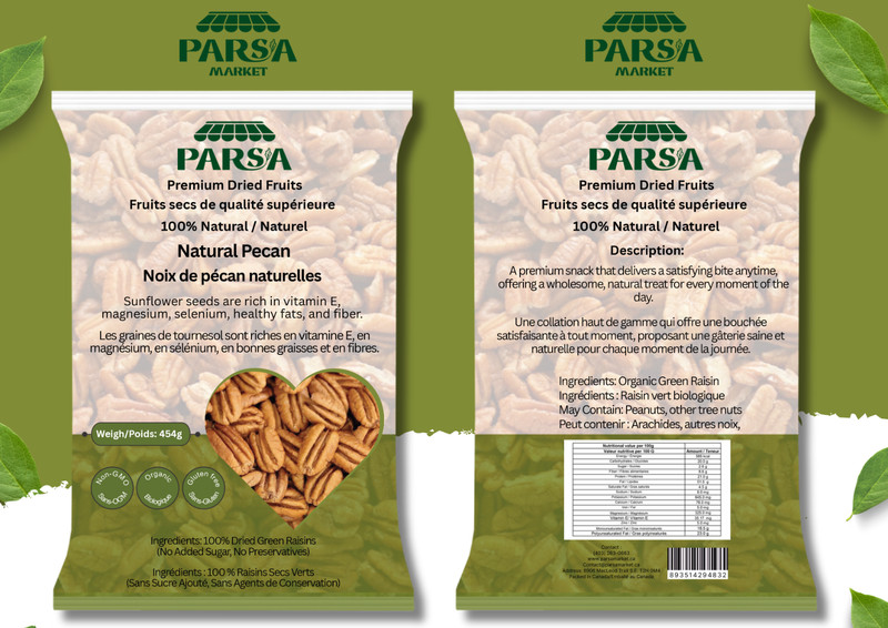 Parsa Market Raw Pecans Natural Halves Extra Fresh organic healthy Raw no shell