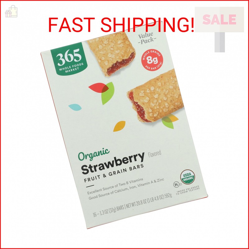 365 by Whole Foods Market, Organic Strawberry Fruit and Grain Bars, 20.8 Ounce,