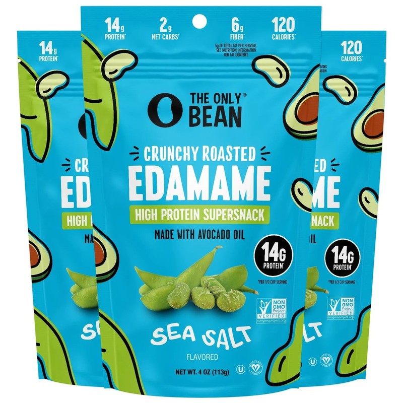Crunchy Roasted Edamame Beans Sea Salt Keto Snacks 2g Net High Protein Healthy