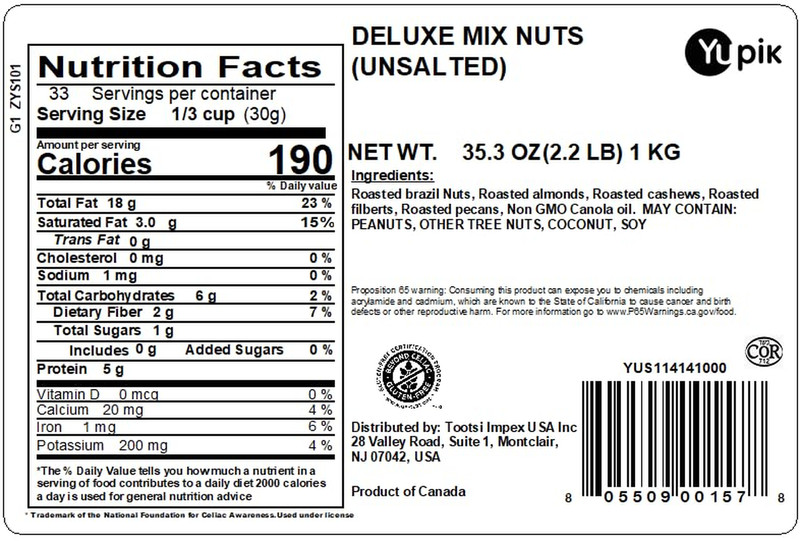 Deluxe Roasted Unsalted Nut Mix, 2.2 Lb (35.2 Oz), Vegan, Gluten Free, Cholester gallery
