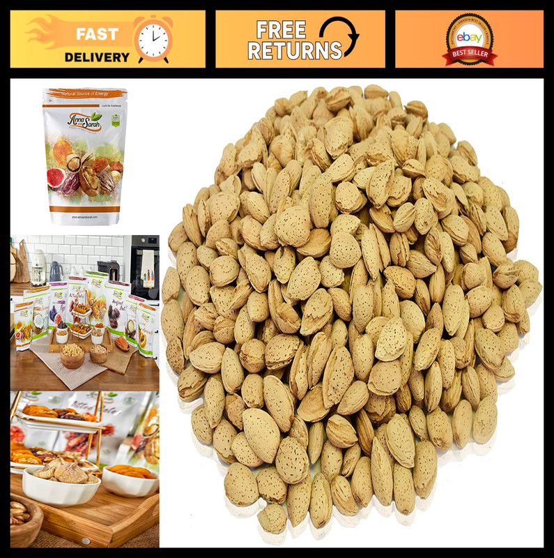 Raw Jumbo California Almonds in Shell – Natural Whole Nuts, 2 Lbs Resealable Bag