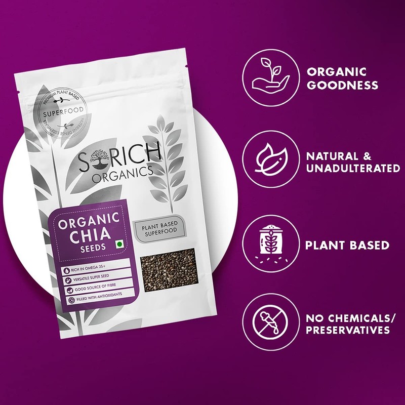 Sorich Organics Chia Seeds Raw For Eating 900gm gallery