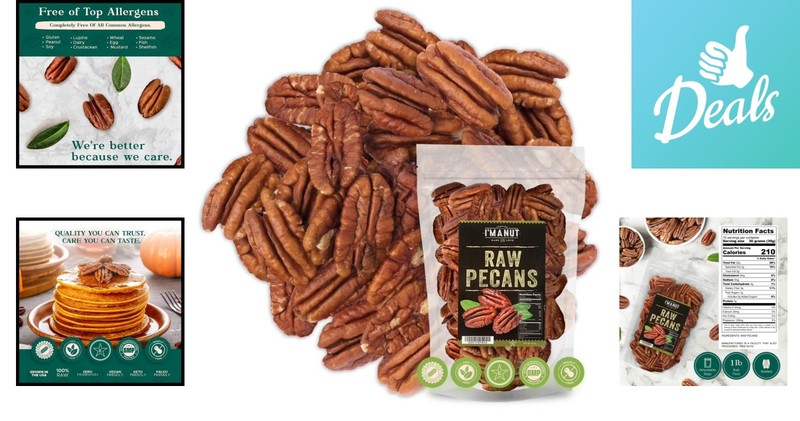 American-Grown Raw Pecan Halves 16oz | Rich Flavor for Cooking & Snacking gallery