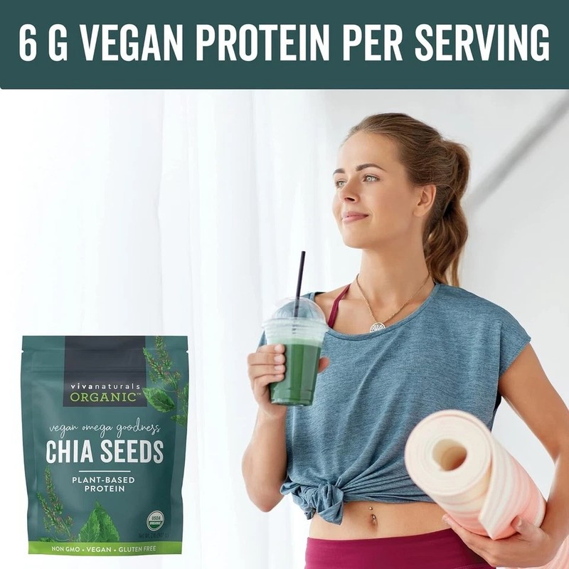 Organic Chia Seeds 2 LBs Non-GMO Plant-Based Omega-3 Vegan Protein Superfood gallery
