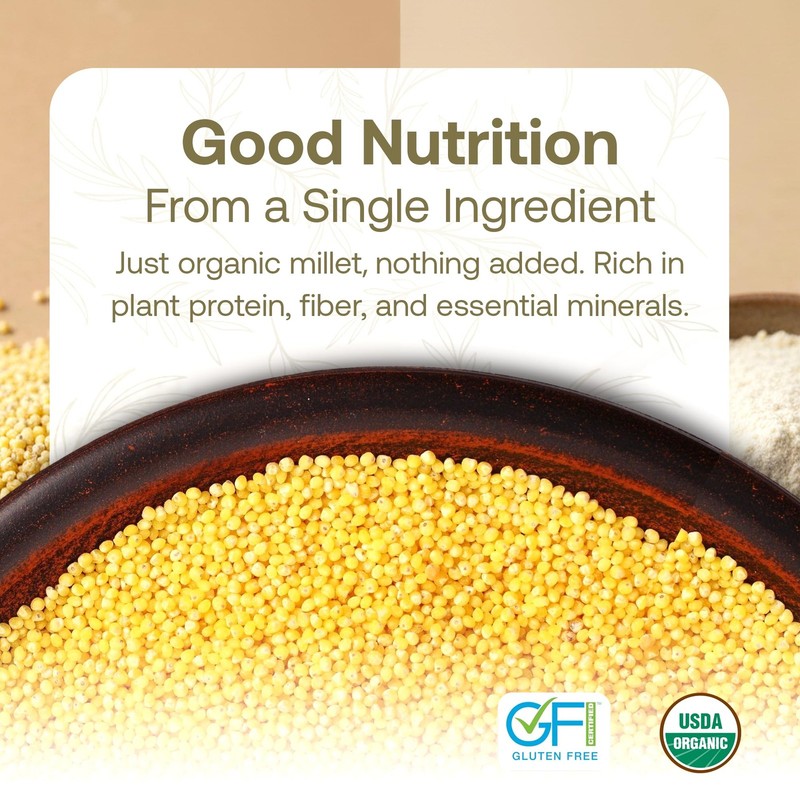 Quay Naturals Organic Millet Flour 2lb | USA-Grown & Milled | Stone-Ground, G... gallery