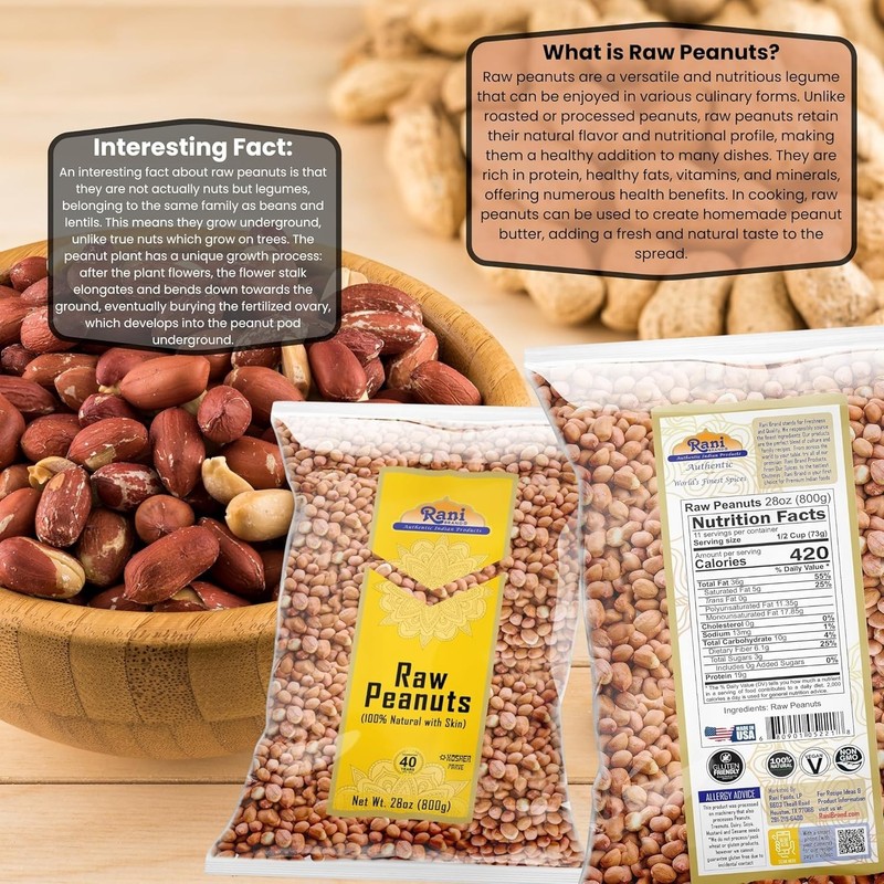 Spanish Grade Raw Peanuts 28oz - Fresh, Unsalted, Non-GMO, Ideal for Cooking gallery