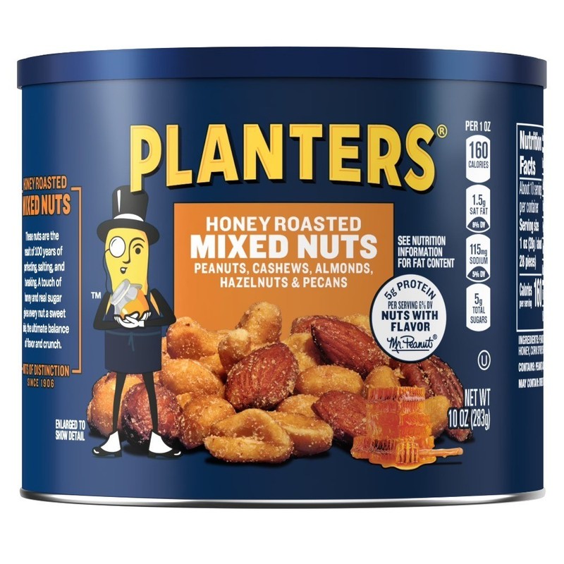 Honey Roasted Mixed Nuts, Party Snacks, Plant Based Protein, 10 oz Steel Can