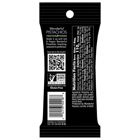 Wonderful Pistachios Salt & Pepper Pistachios, 1.25 Ounce, 12 Per Pack, 12 Per gallery