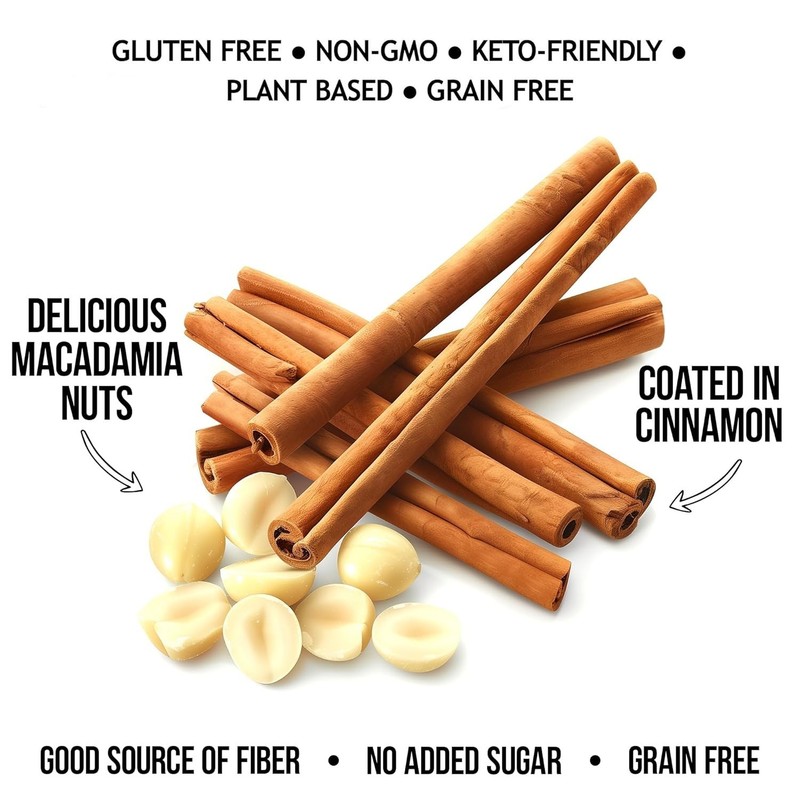Gluten-Free Low Carb Cinnamon Macadamia Nuts | 10 Oz Delight for All Ages gallery