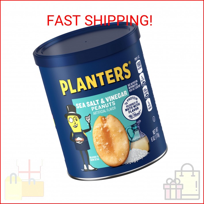 Planters Sea Salt & Vinegar Peanuts (6 oz Canister)