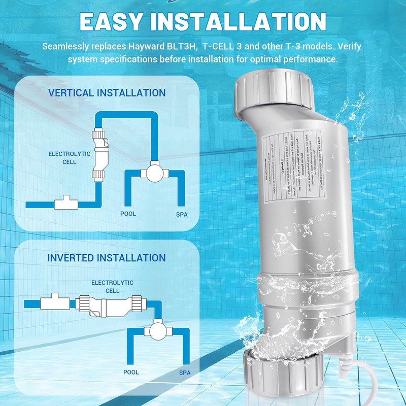 Salt Cell T-3 Upgrade Replacement Fit for Hayward W3T-Cell-3 BL1T3H AquaRite ... gallery