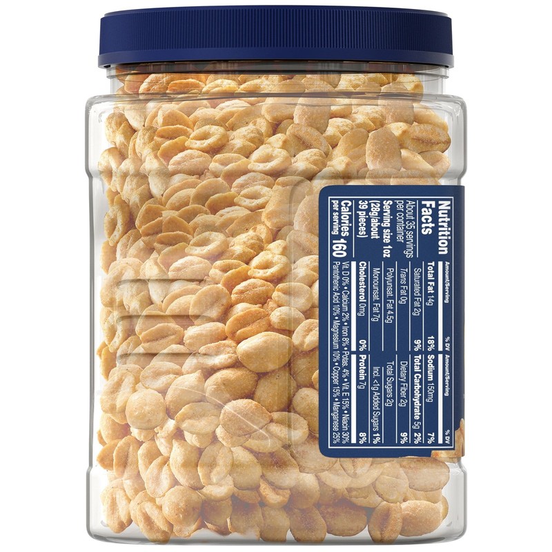 Salted Dry Roasted Peanuts, Party Snacks, Plant Based Protein, 2.16 lb Container gallery