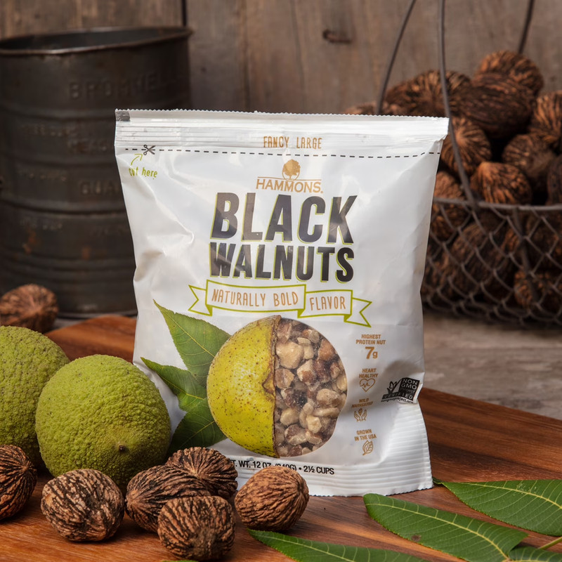 Hammons Hand Harvested Black Walnuts Large Pieces 12 oz. New
