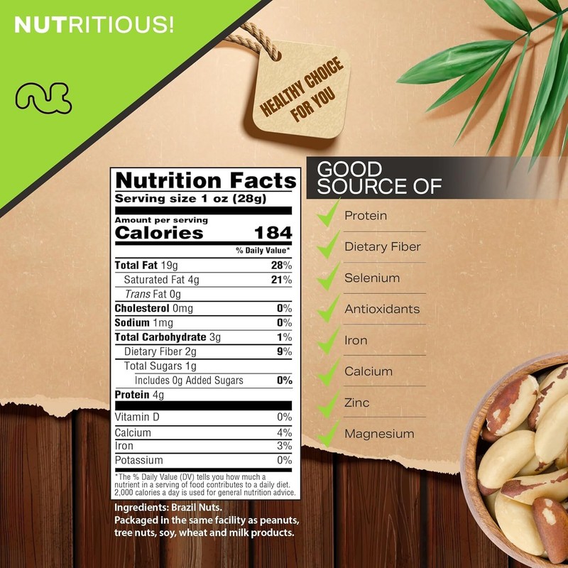 - Raw Brazil Nuts, Unsalted, No Shell, Whole, (16Oz - 1 LB) Bulk Nuts Packed Fre gallery