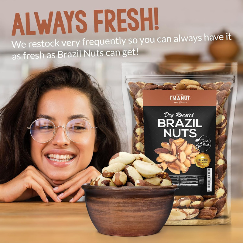 Premium Wild Harvested Dry Roasted Brazil Nuts with Sea Salt, 0.50 Lb (8 Oz) – H gallery