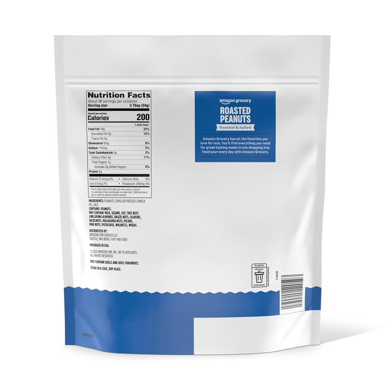 Amazon Grocery, Roasted Peanuts, Roasted & Salted, 44 Oz (Previously , Packaging gallery