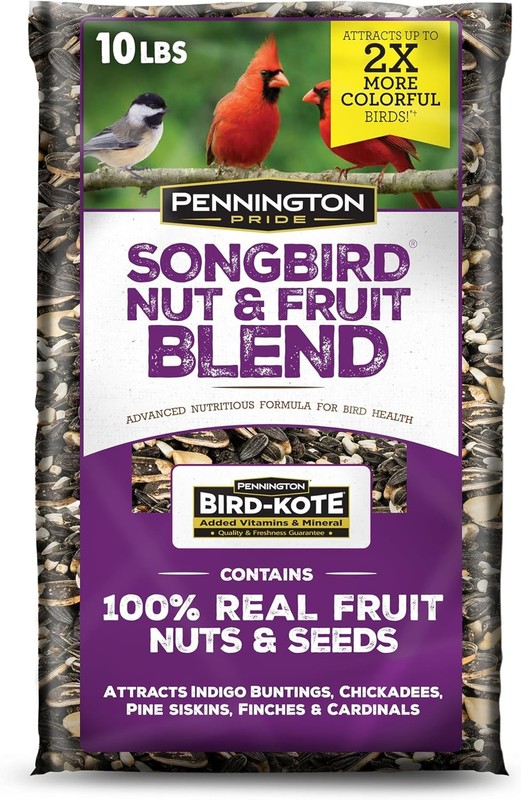 Pennington Pride Songbird Nut & Fruit Blend, Wild Bird Seed for Outside Feeders,