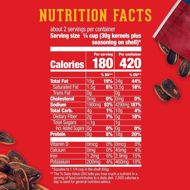 DAVID Frank's RedHot Salted & Roasted Jumbo Sunflower Seeds, 5.25-Ounce (6 Bags) gallery