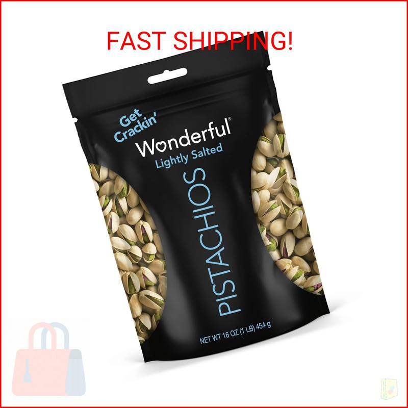 Wonderful Pistachios In Shell, Lightly Salted Nuts, 16 Ounce Resealable Bag, Pro