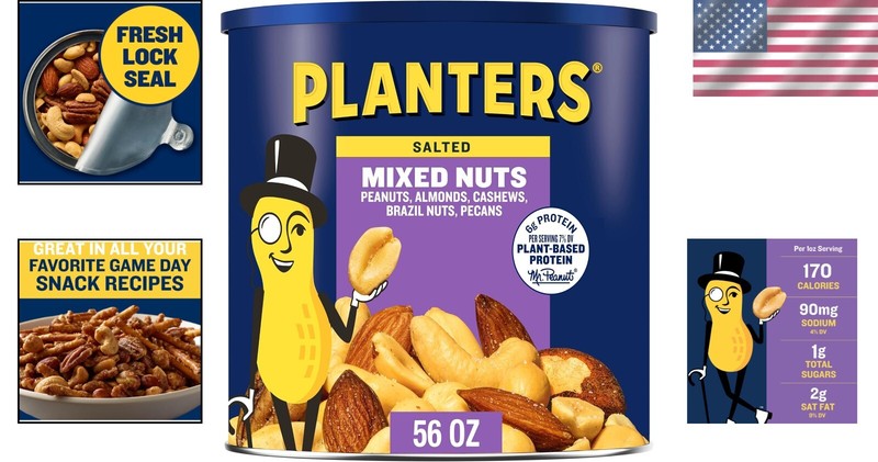 Crunchy Salted Mixed Nuts Canister: Ideal for Sharing & On-the-Go Snacking, 56oz gallery