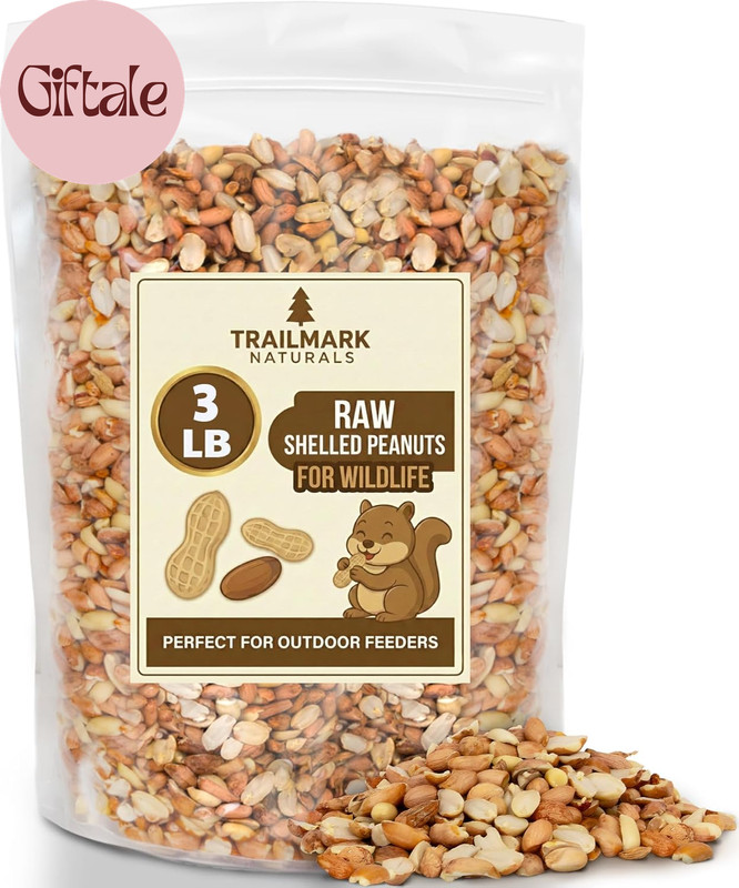 3 LB - Raw Shelled Peanuts for Squirrels, Out of Shell Peanuts for Birds and Wil