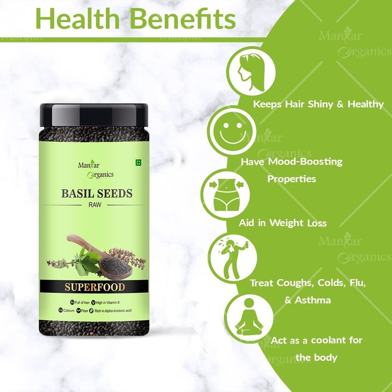 ManHar Organics Basil Seeds 150gm gallery