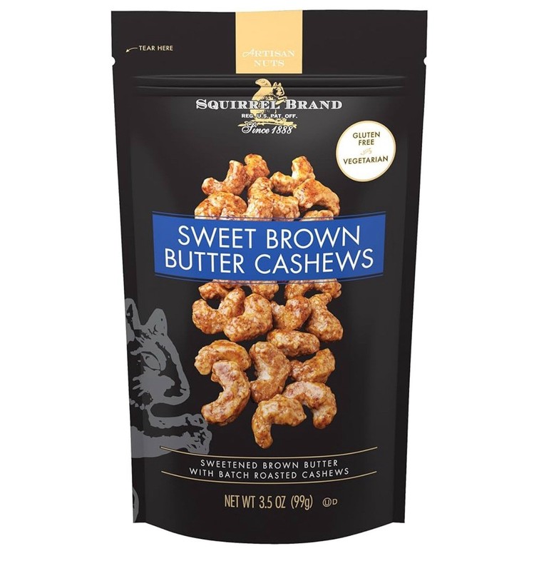 Squirrel Brand Sweet Brown Butter Cashews, 3.5 Ounces Resealable Bag