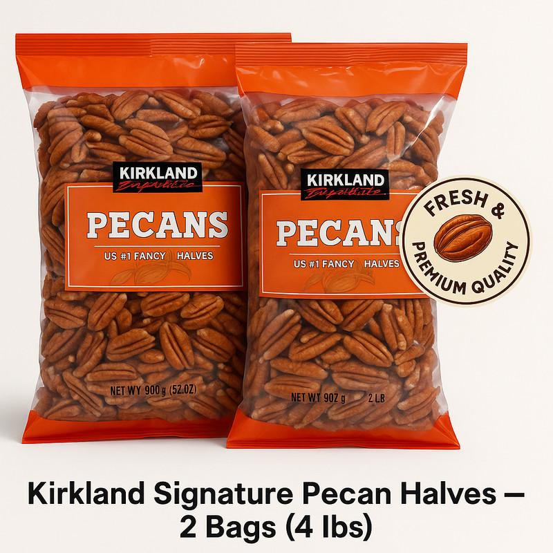 2 PACK - Kirkland Signature Shelled Pecan Halves Nuts Total 4 Lb