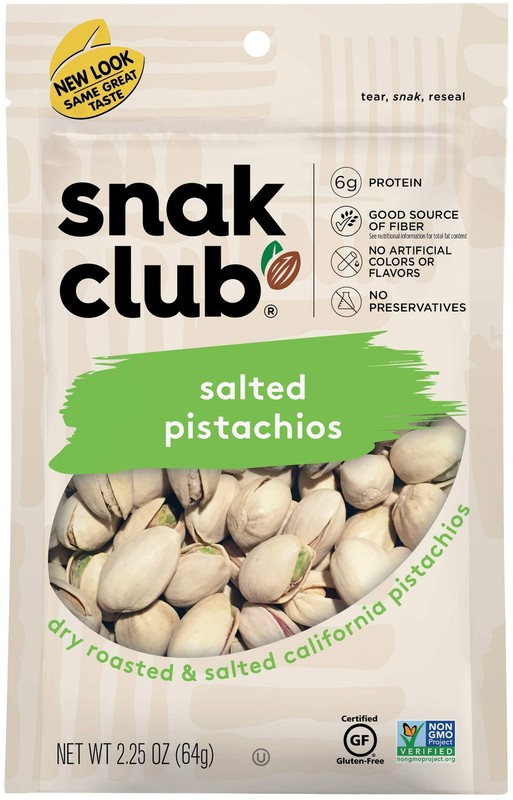 Snak Club Salted Pistachios 2.25 oz, 6 CT